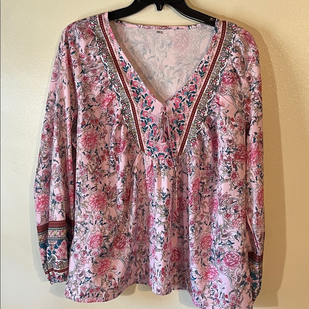 Chic Pink Floral Blouse